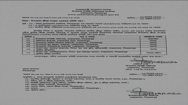 নেছারাবাদে ক্রীড়াঙ্গনে নতুন গতি: ৭ সদস্যের অ্যাডহক...